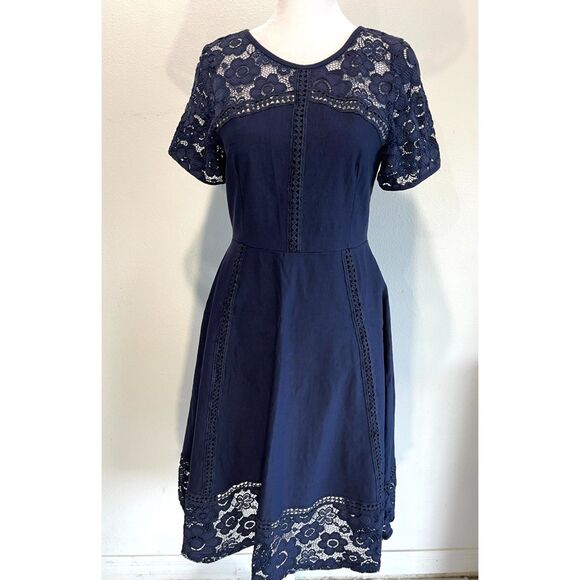 Miusol dress peasant Y2K laced stretch navy blue cocktail casual country women S - Picture 1 of 7
